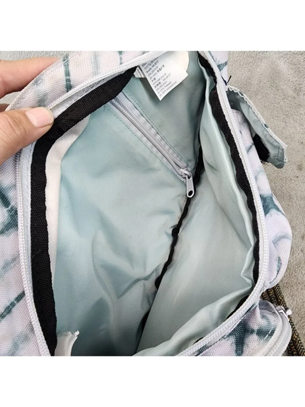 Kavu Bag Unisex 14x9 Blue Geometric Print Canvas Rope Sling Backpack *Read*